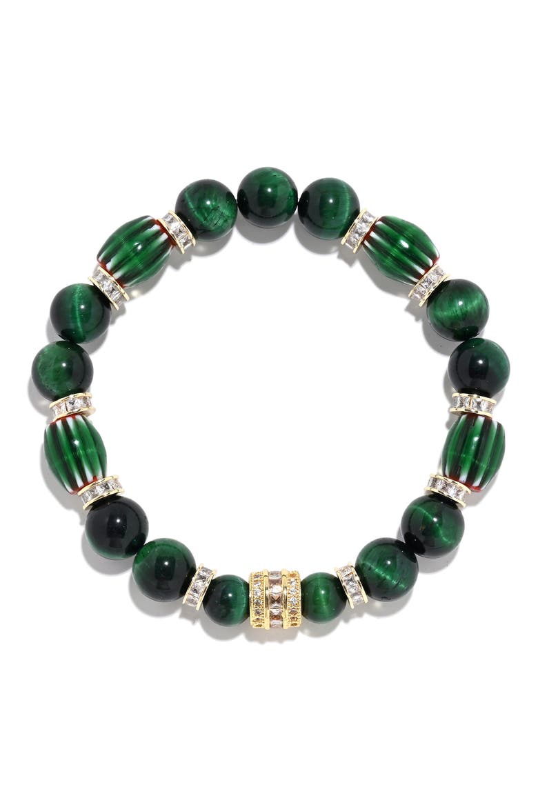 Men's Christopher Stretch Bracelet with Golden Spacers, Alternate, color, GREEN
