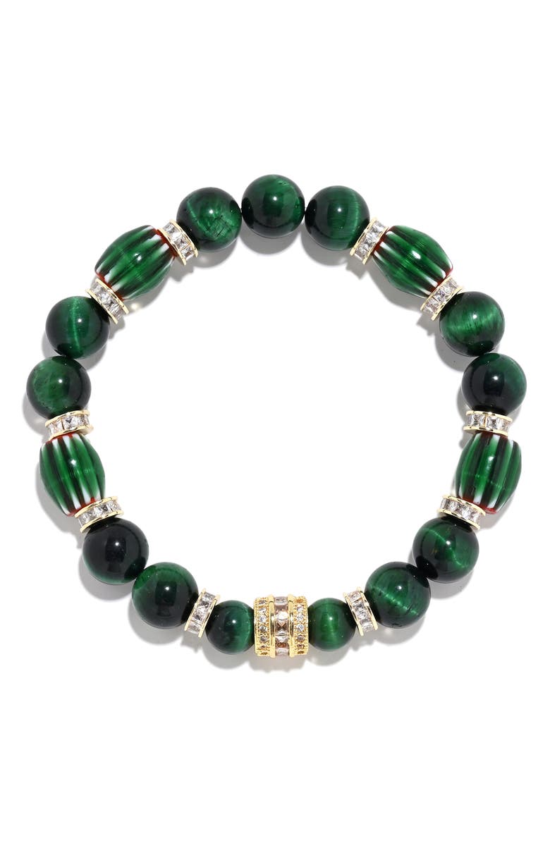 EYE CANDY LOS ANGELES Men's Christopher Stretch Bracelet with Golden Spacers, Alternate, color, Green