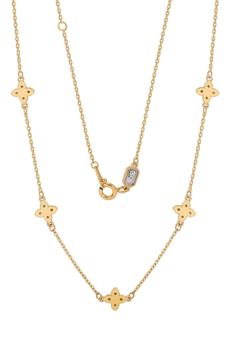 Cubic Zirconia Flower Station Necklace, Alternate, color, YELLOW