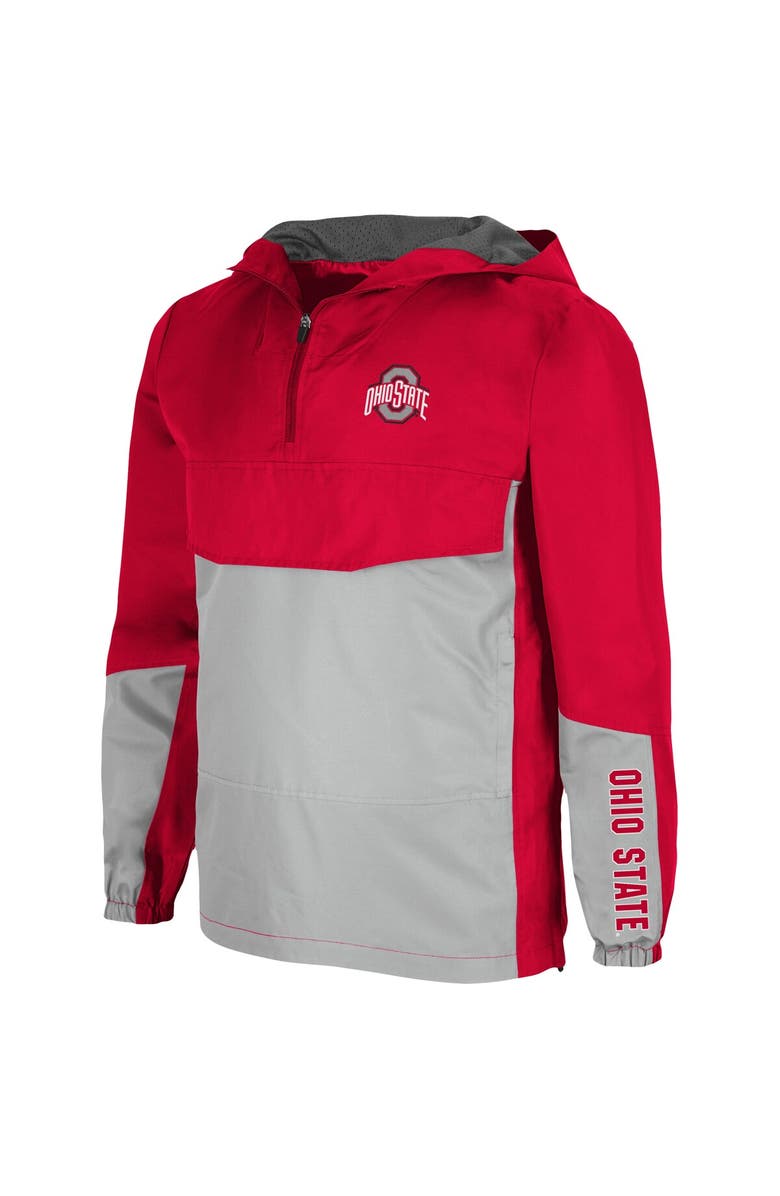 COLOSSEUM Men's Colosseum Scarlet Ohio State Buckeyes Freeway Theory Quarter-Zip Anorak Hoodie, Alternate, color, 