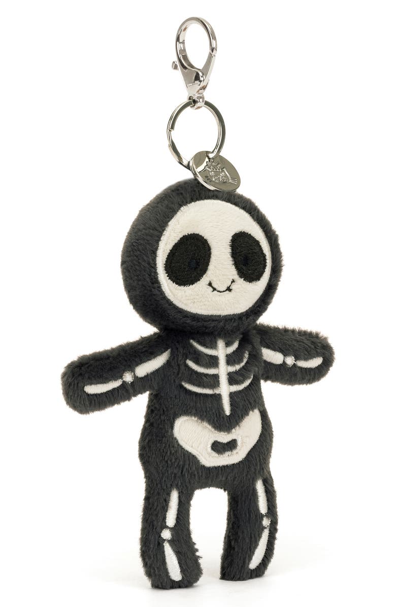 Jellycat Skeleton Bob Plush Bag Charm, Main, color,