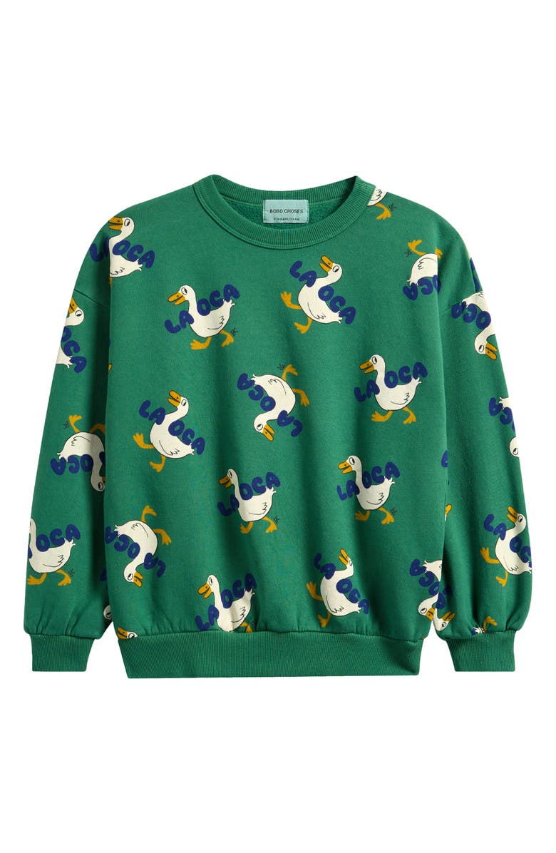 Bobo Choses Kids' La Oca Graphic Crewneck Sweatshirt, Main, color, Green