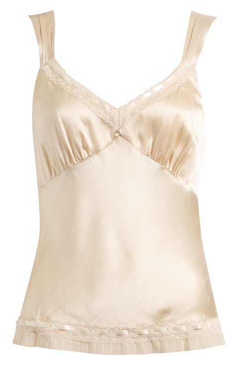 Salome Lace Trim Silk Tank
