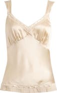 Reformation Salome Lace Trim Silk Tank
