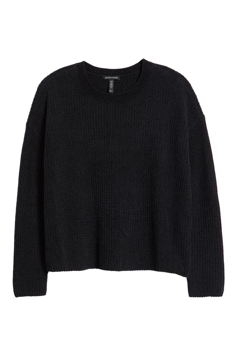 Crewneck Organic Cotton Sweater, Alternate, color, BLACK