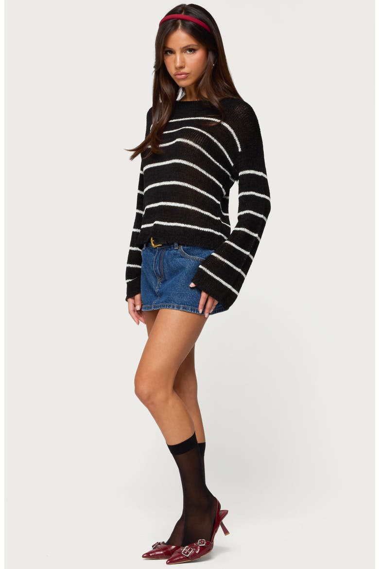 Stripe Drop Shoulder Sweater, Alternate, color, BLACK-AND-WHITE