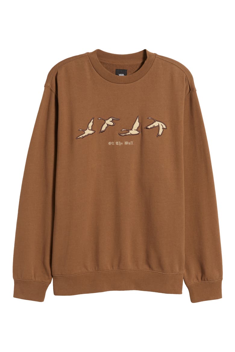 Geese Crewneck Sweatshirt, Alternate, color, SEPIA