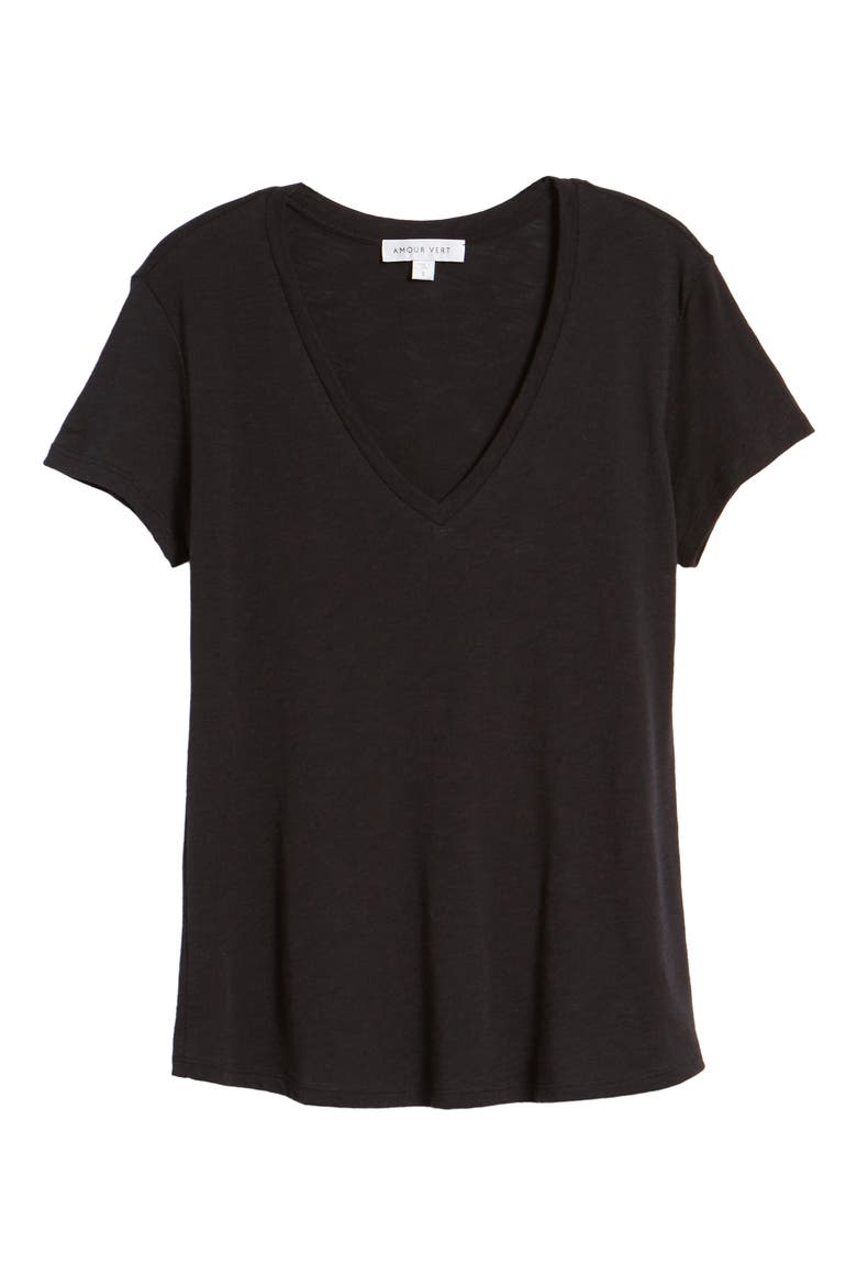 Joline V-Neck Tee, Alternate, color, BLACK