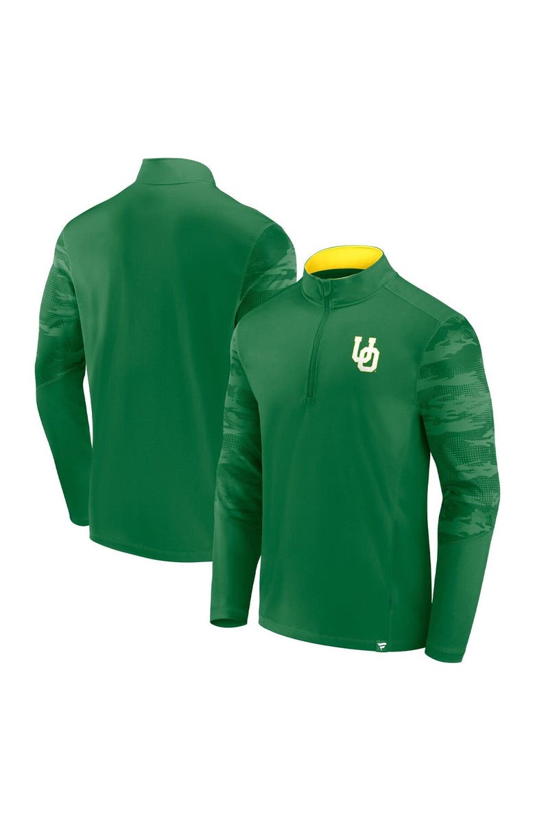 FANATICS Men's Fanatics Branded Green Oregon Ducks Ringer Quarter-Zip Top, Main, color, 