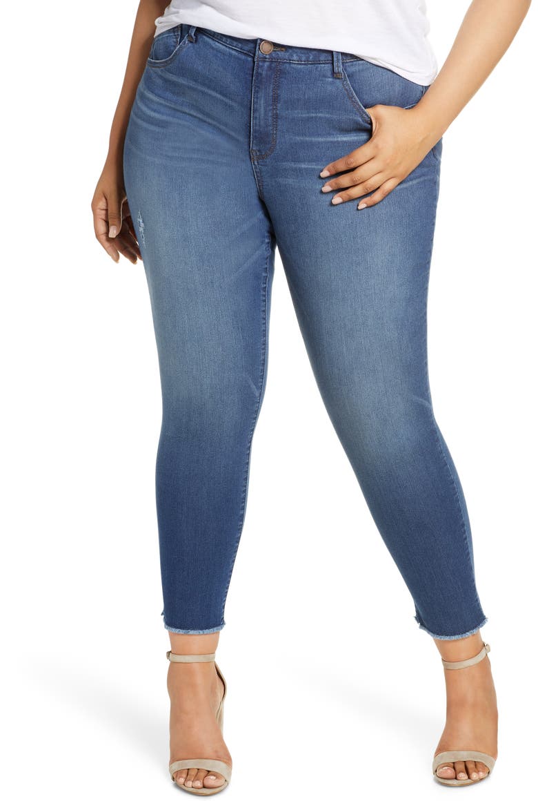 Ab-Solution Fray Hem Ankle Skinny Jeans (Nordstrom Exclusive), Main, color, BLUE