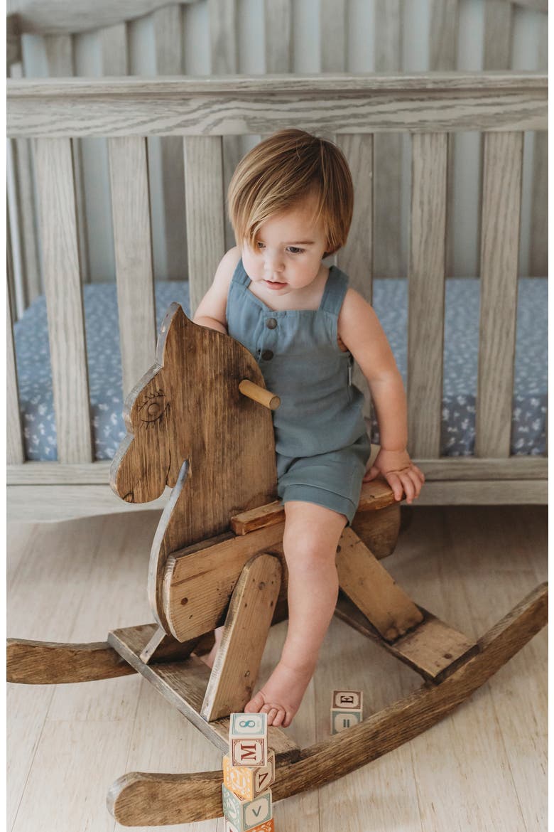 Cuffed Organic Cotton Muslin Romper, Alternate, color, MOONSTONE