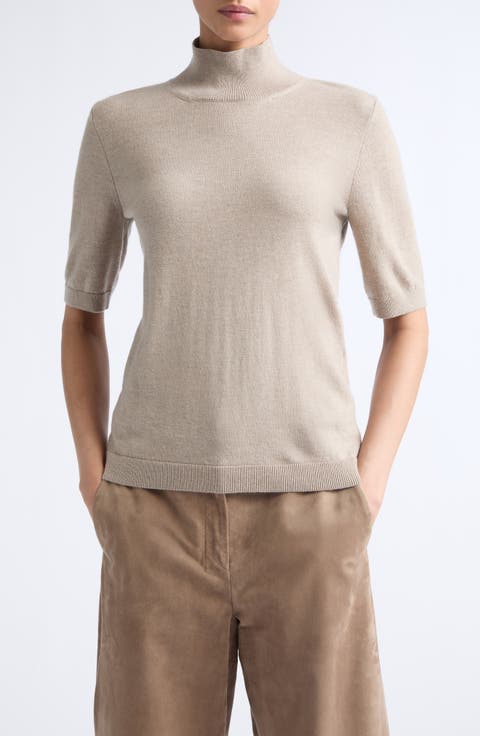 Mock Neck Short Sleeve Sweater