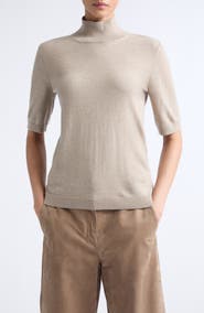 Max Mara Mock Neck Short Sleeve Sweater