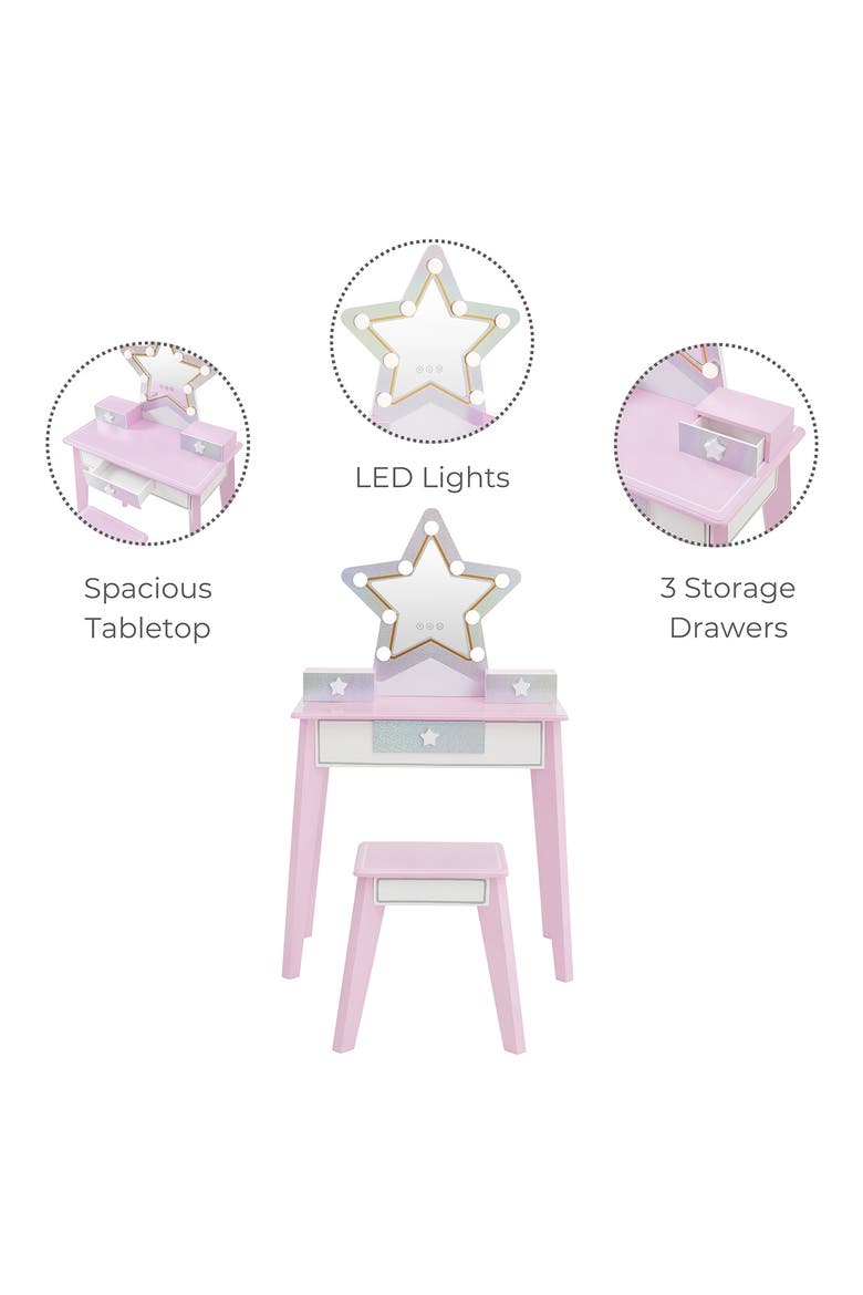 Fantasy Fields Little Princess Star Vanity Playset with LED Mirror, Alternate, color, PINK
