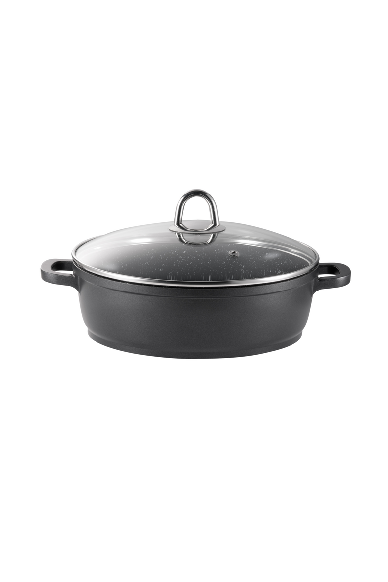 GRANITE sauté Pan with Lid 6.3 Qt., Main, color, BLACK