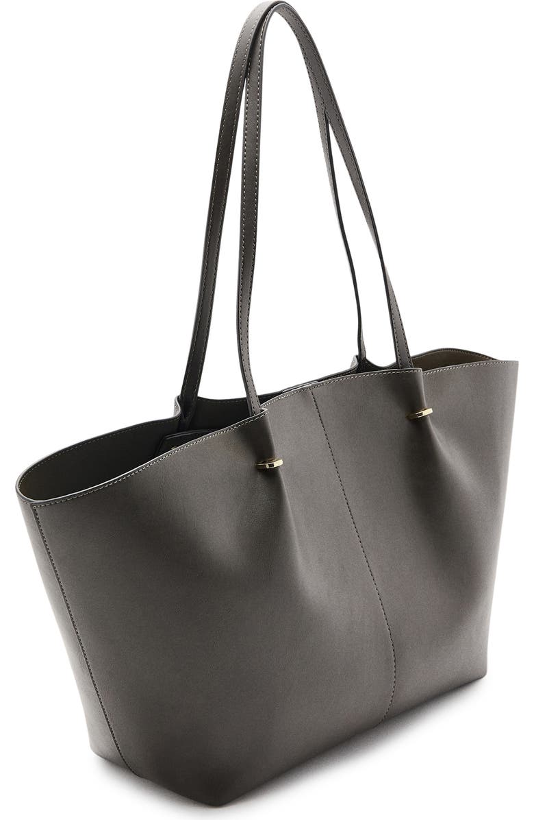 MANGO Faux Leather Shopper Bag, Main, color,