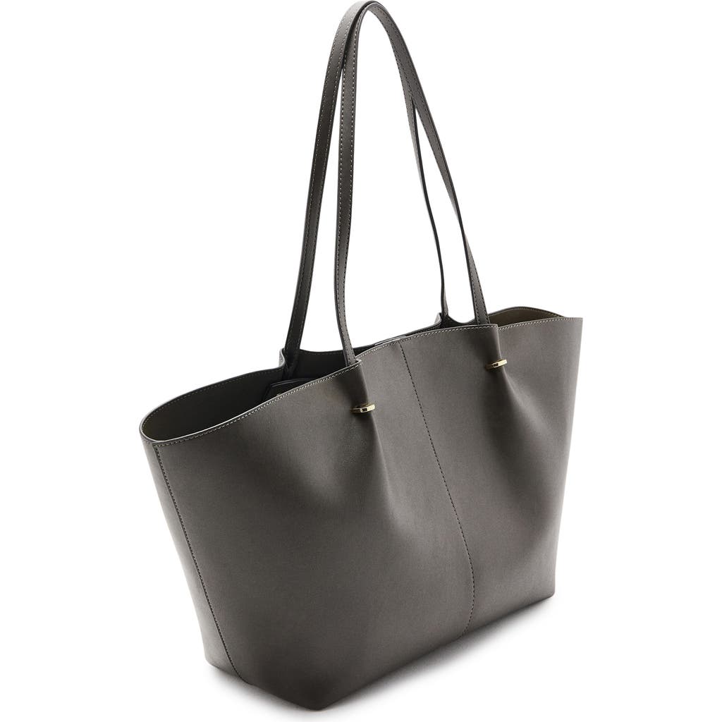 Mango Faux Leather Shopper Bag In Green