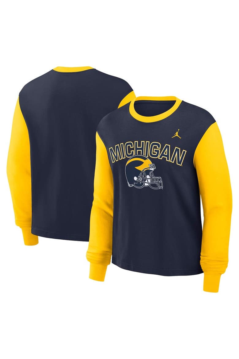 Women's Nike  College Navy Michigan Wolverines Boxy Long Sleeve T-Shirt, Main, color, College Navy