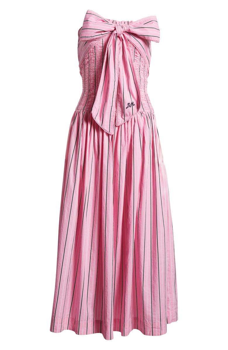 Damson Madder Mia Pink Business Stripe Strapless Cotton Dress, Alternate, color,