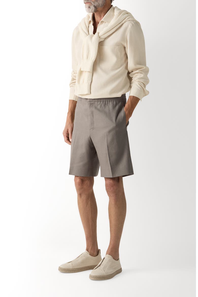 Long Sleeve Linen Polo, Alternate, color, LIGHT TAUPE