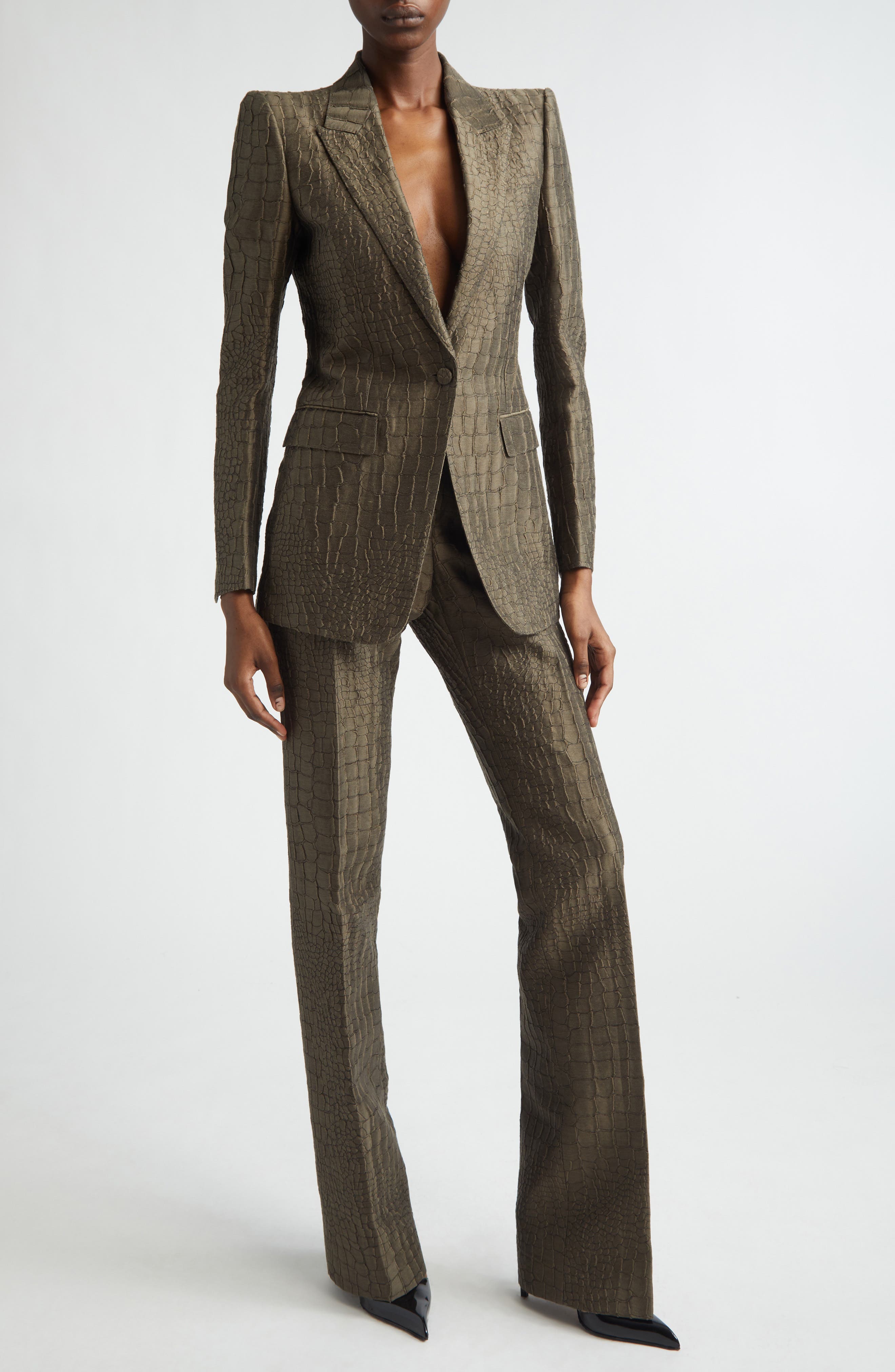 Crocodile Linen & Silk Blend Jacquard Jacket - image 2