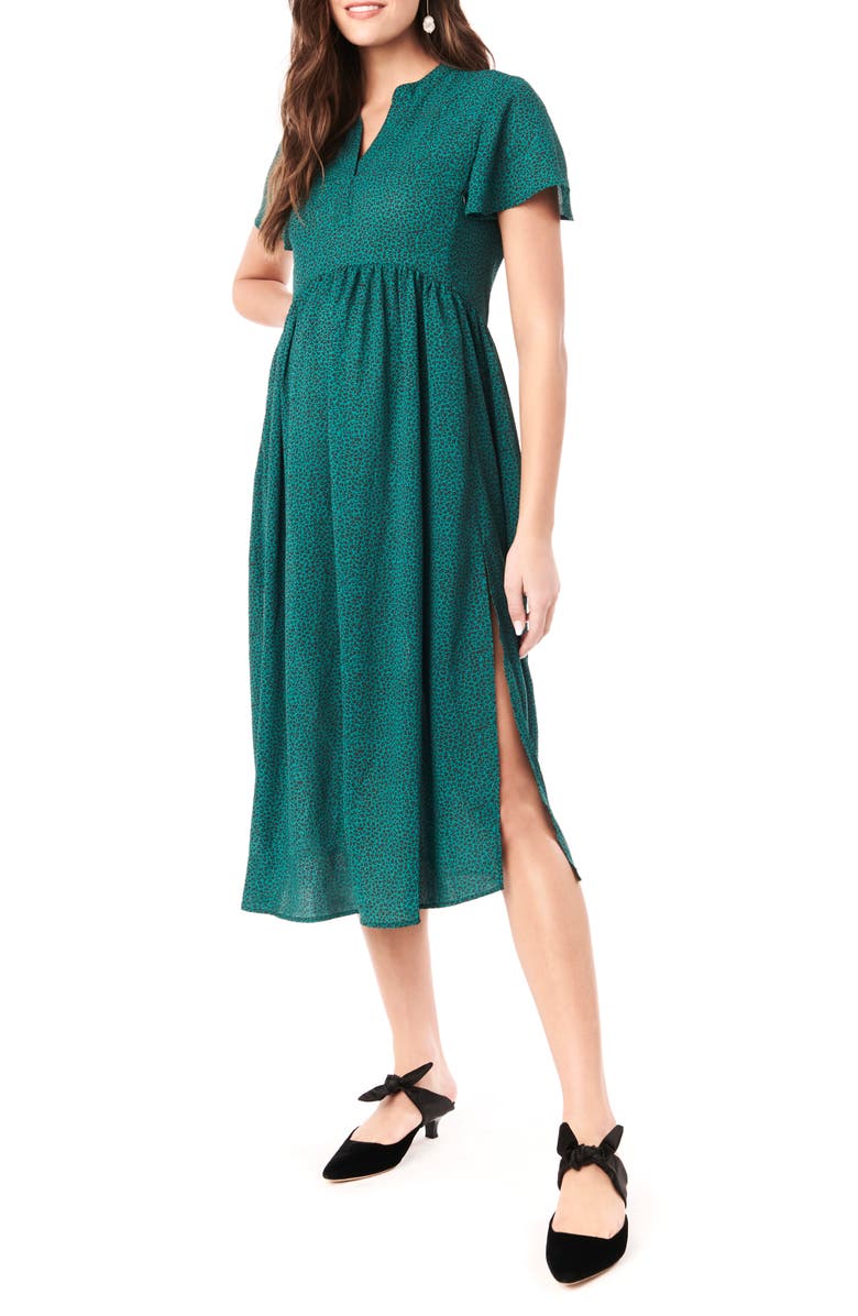 Loyal Hana Lily Flutter Sleeve Maternity Midi Dress, Alternate, color,