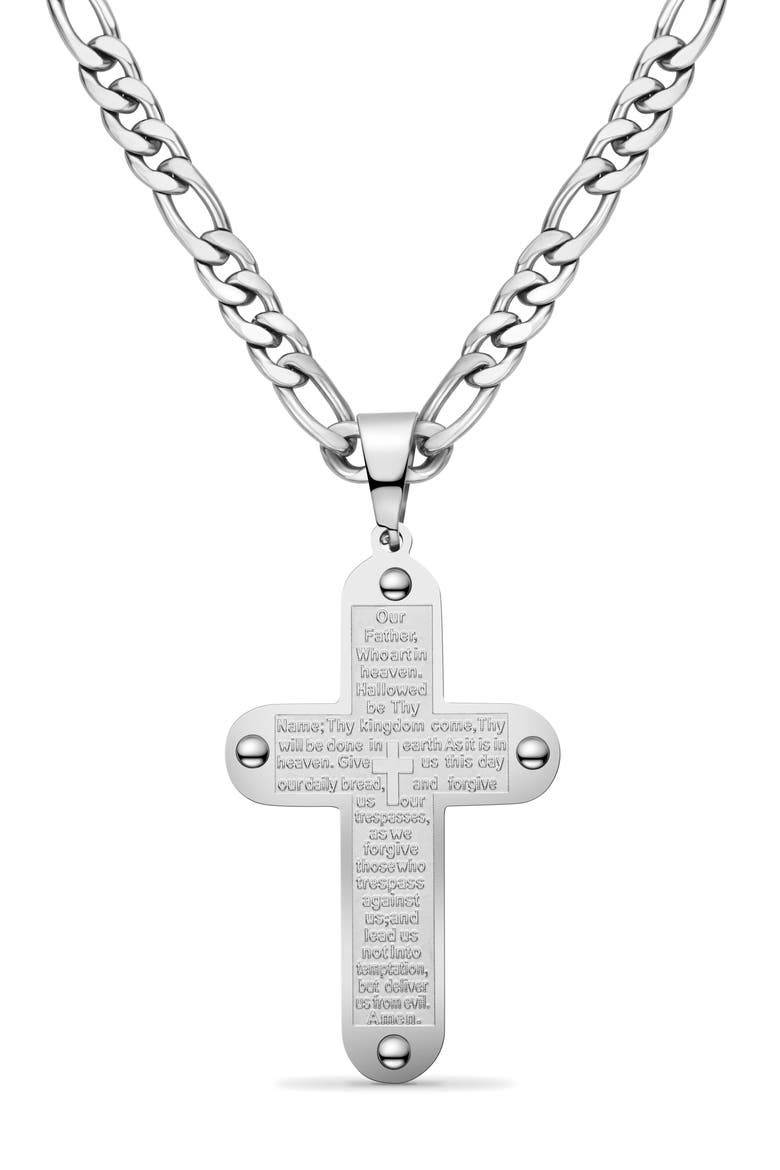 Men's Cross Pendant Necklace, Main, color, SILVER