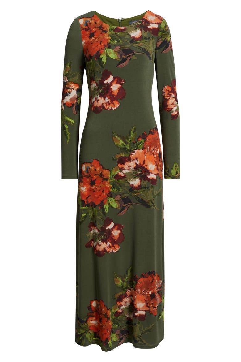 Placed Floral Long Sleeve Dress, Alternate, color, GREEN MULTI
