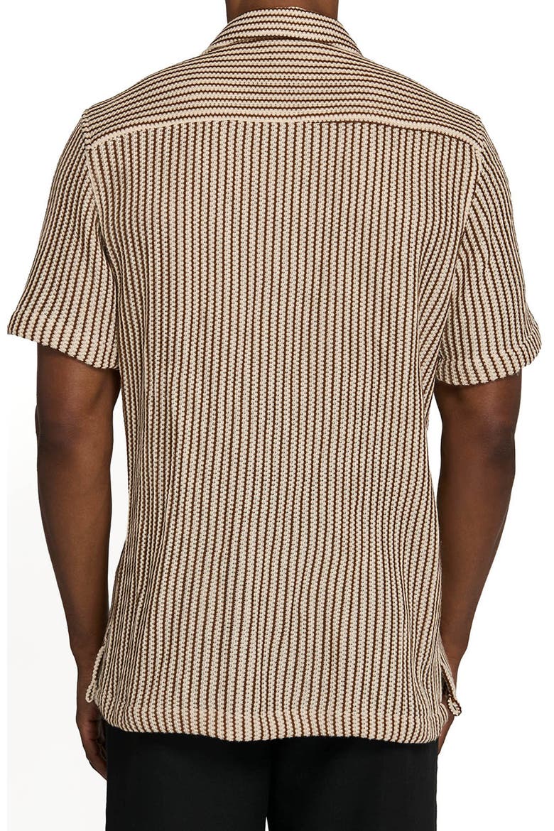 Bedford Striped Crochet Camp Shirt, Alternate, color, TAUPE