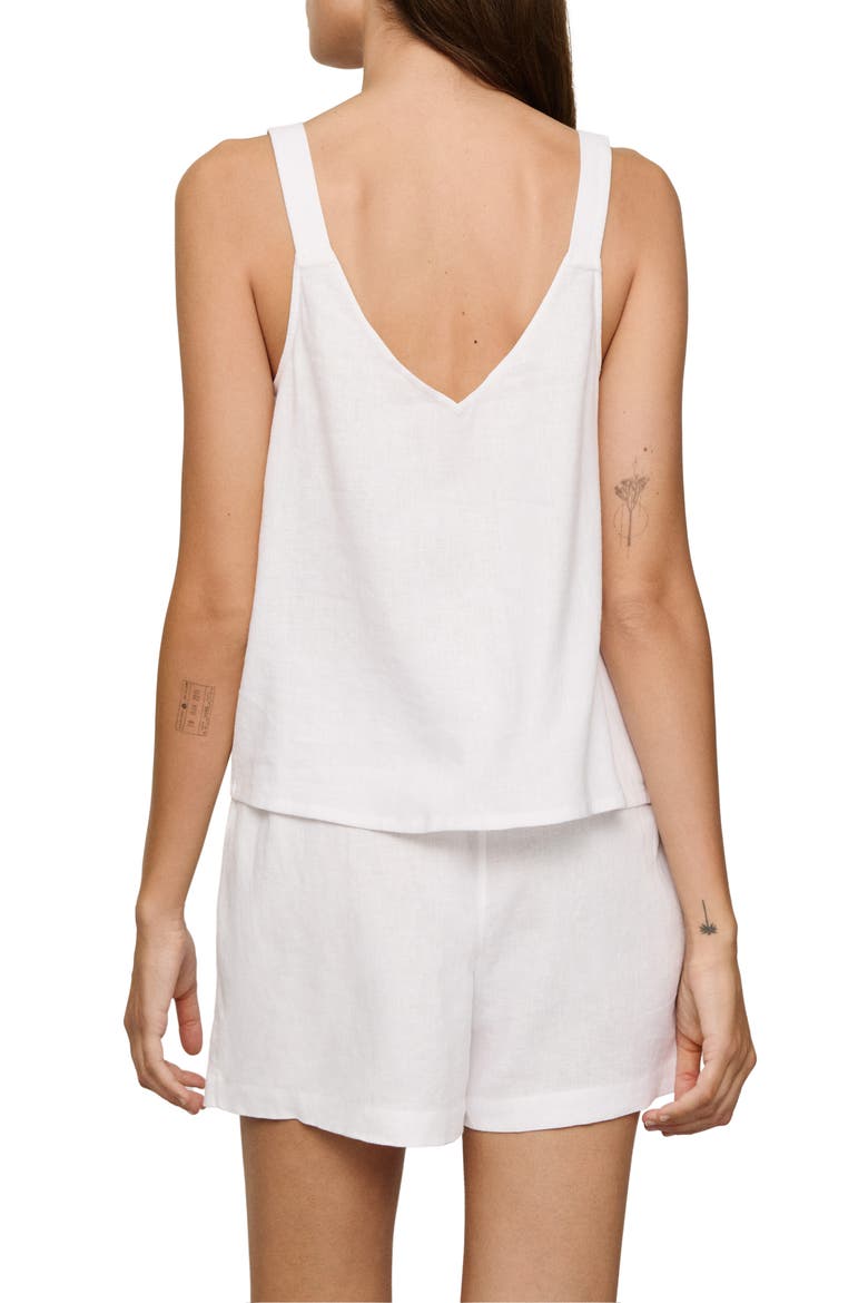 Relaxed Tie Waist Linen Blend Shorts, Alternate, color, WHITE