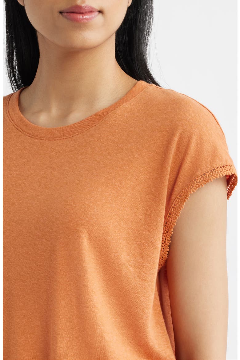 Crochet Cap Sleeve Tee, Alternate, color, ROASTED CARROT