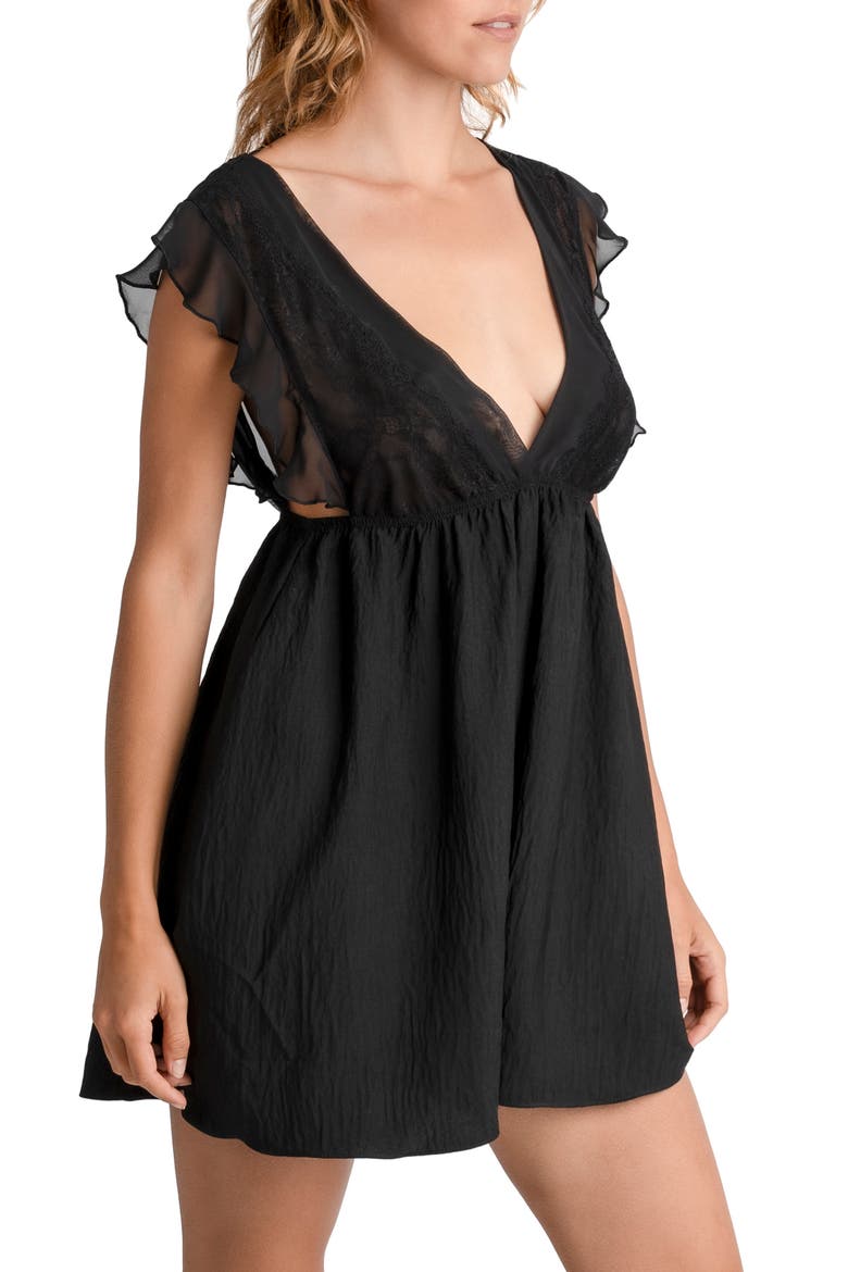 Elsie Babydoll Chemise, Alternate, color, BLACK