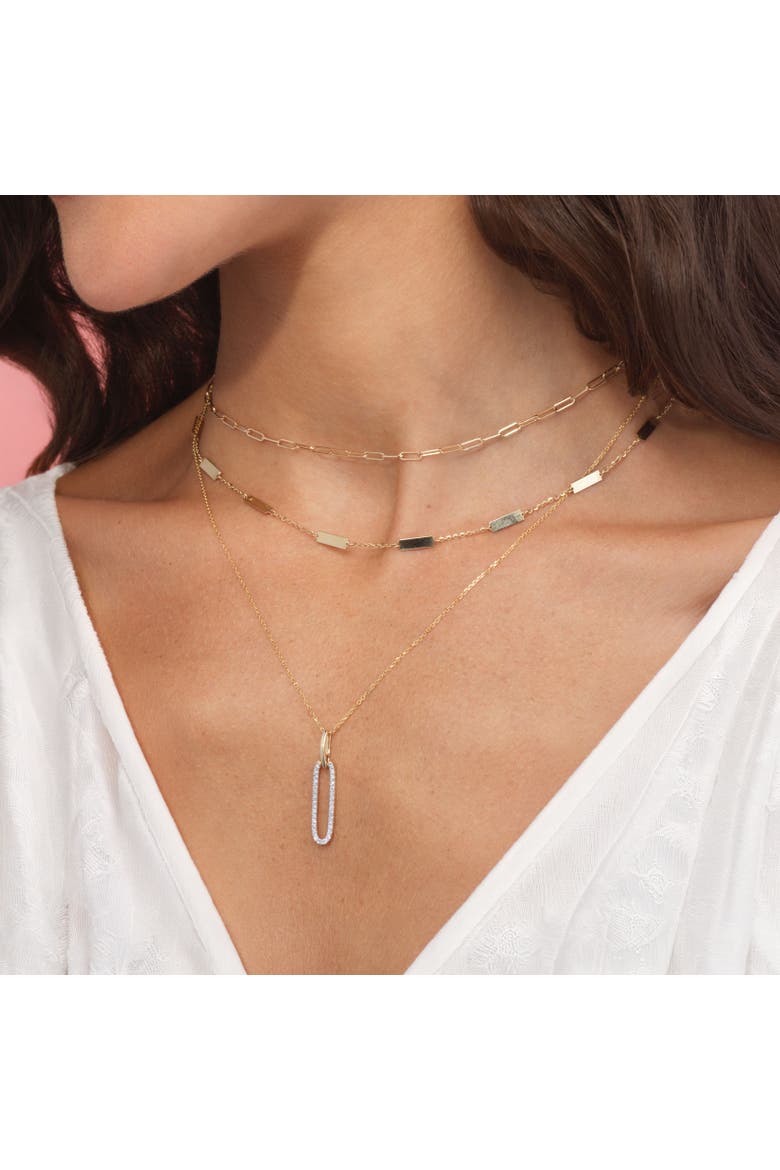 Diamond Paperclip Necklace, Alternate, color, Yellow Gold