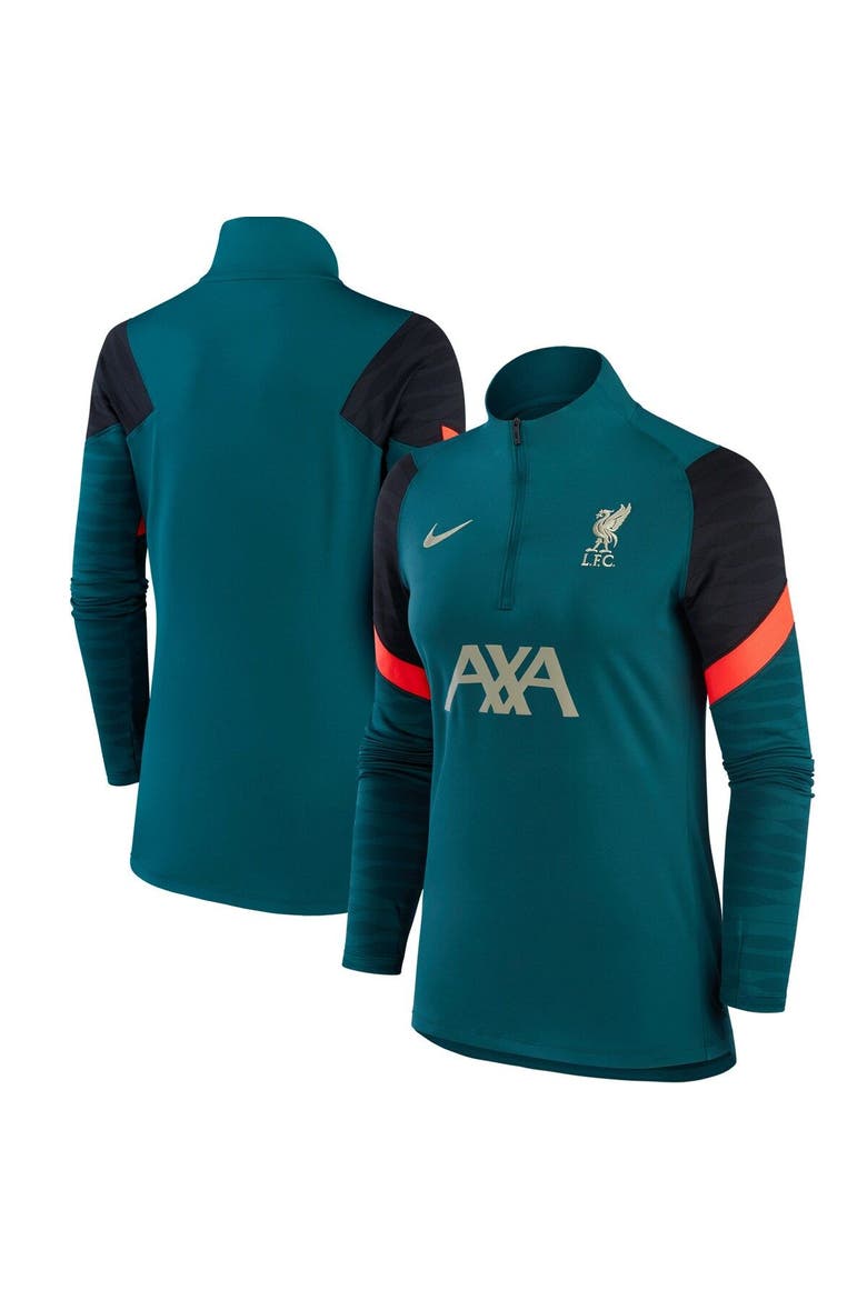 Women's Nike Teal Liverpool Strike Drill Raglan Quarter-Zip Performance Top, Main, color, Teal