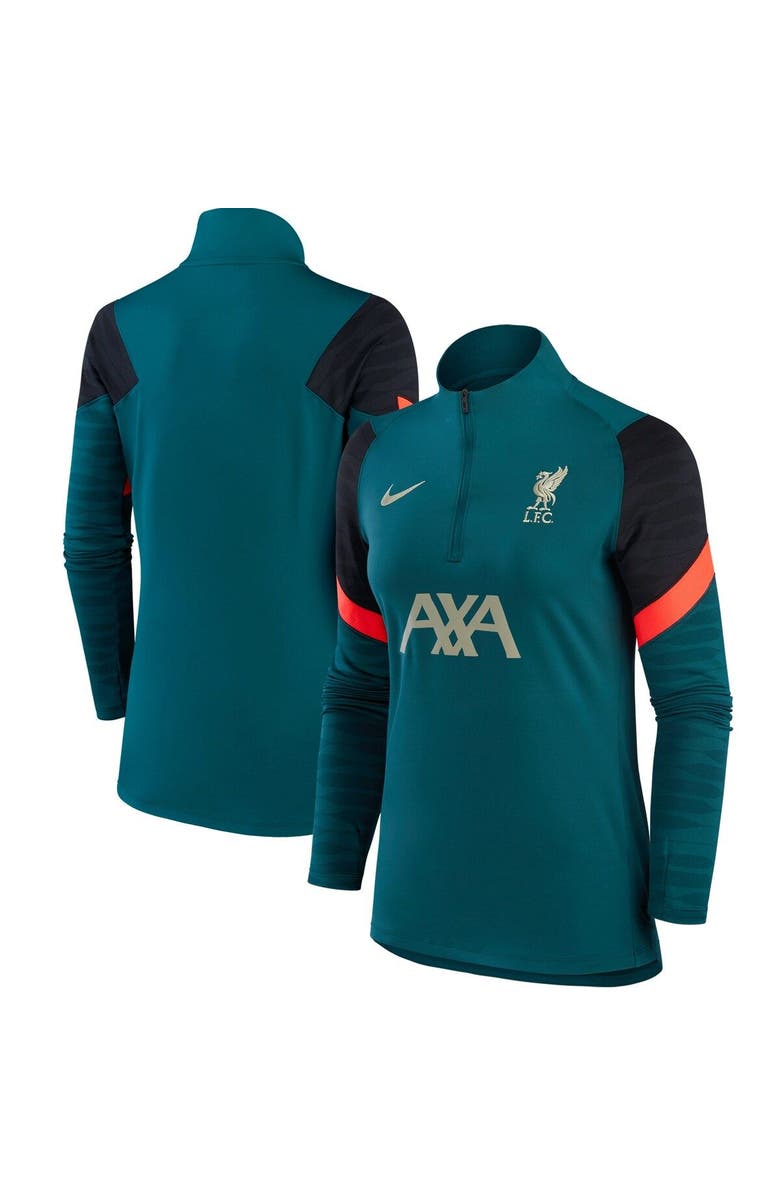 Nike Women's Nike Teal Liverpool Strike Drill Raglan Quarter-Zip Performance Top, Main, color, 