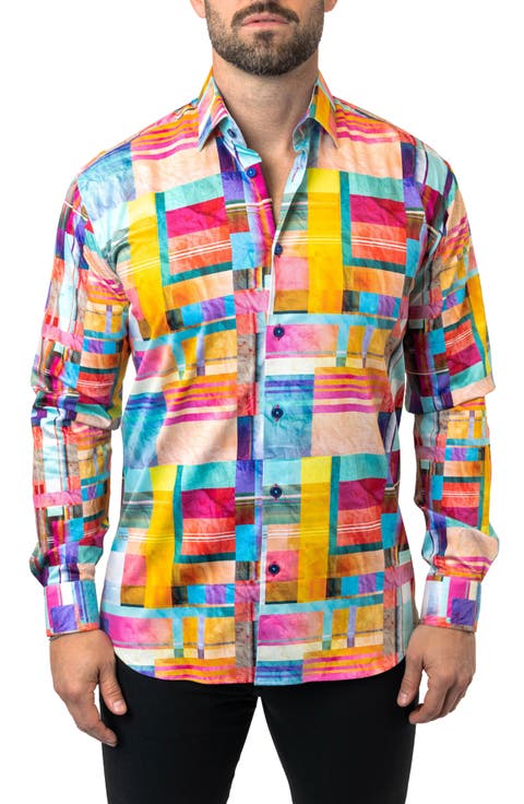 Fibonacci Cube 41 Cotton Button-Up Shirt
