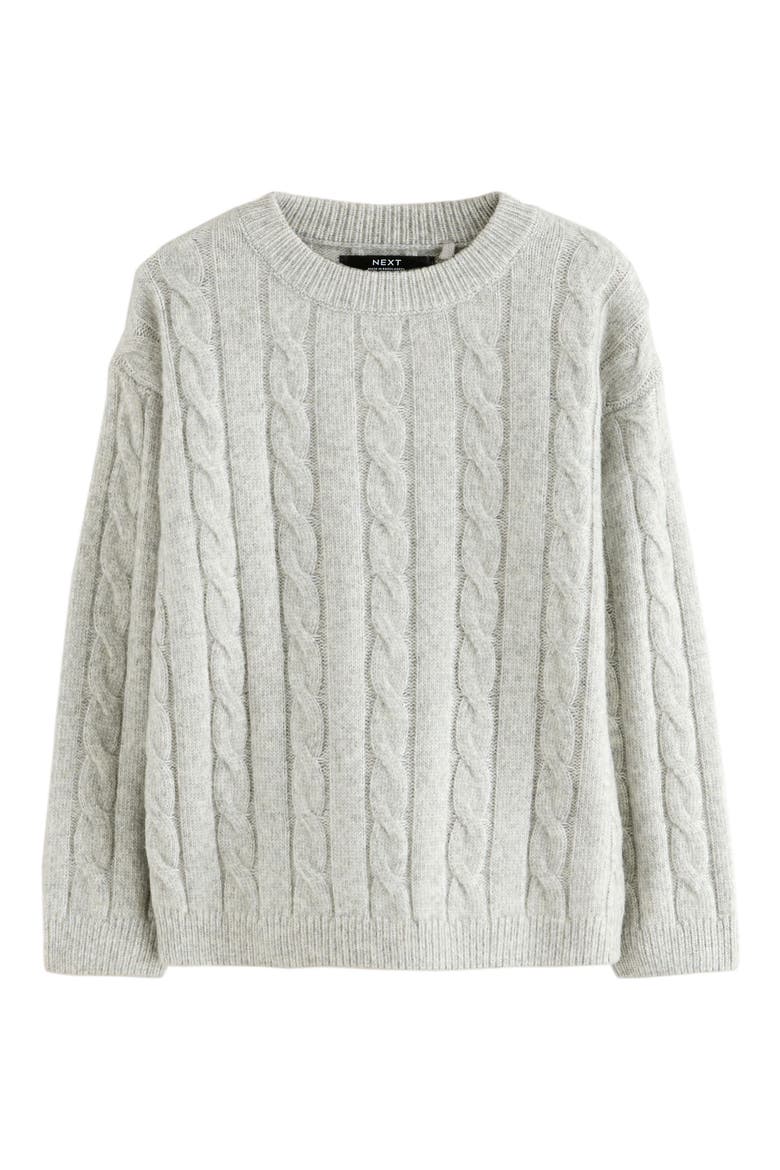 Kids' Cable Crewneck Sweater, Main, color, GREY