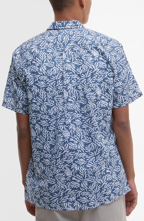 Barbour Jackstone Leaf Print Short Sleeve Cotton Button-up Shirt