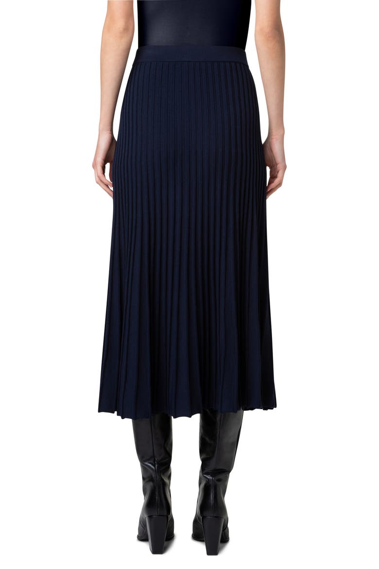 Flared Merino Wool Rib Midi Skirt, Alternate, color, NAVY