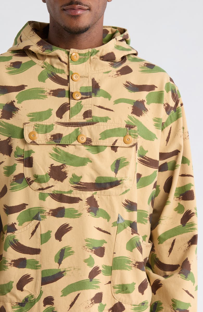 Brain Dead Brushstroke Camo Hooded Jacket, Alternate, color, Green