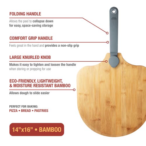 Old Stone Pizza Peel W/ Folding Handle, 14x16-inch In Brown