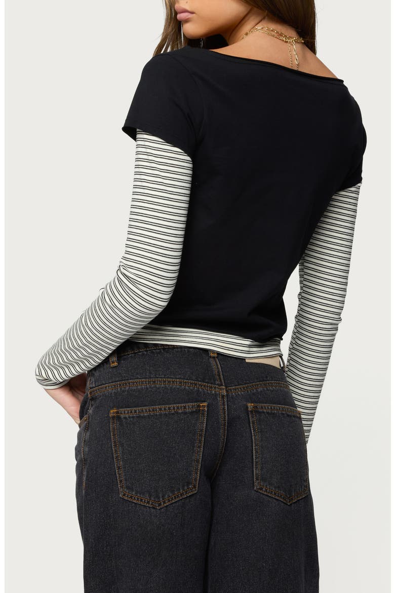 Layered Long Sleeve T-Shirt, Alternate, color, BLACK