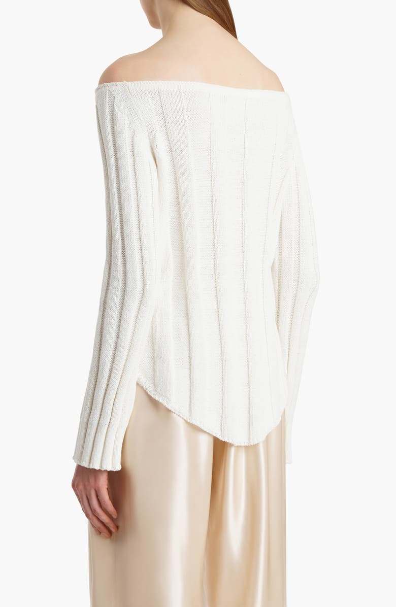 Khaite Sylas Off the Shoulder Rib Sweater, Alternate, color, Glaze