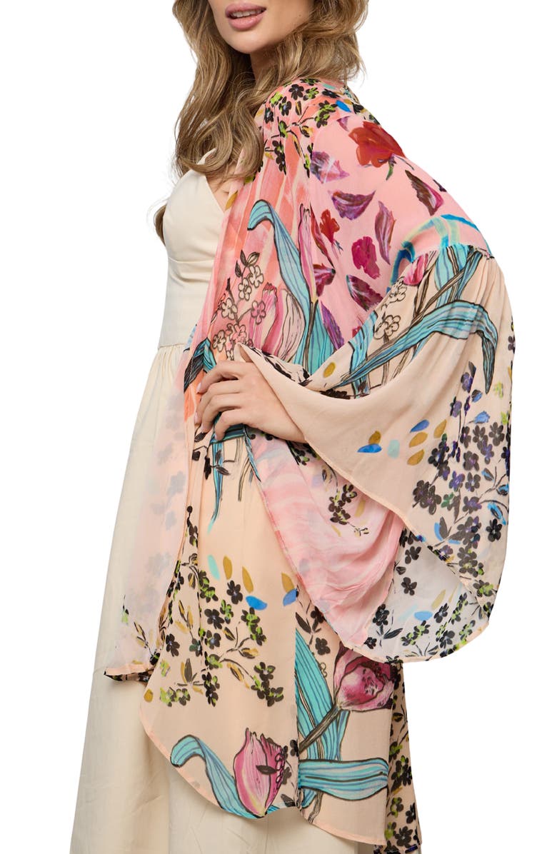 SAACHI Floral Ruffle Sleeve Short Duster, Alternate, color,