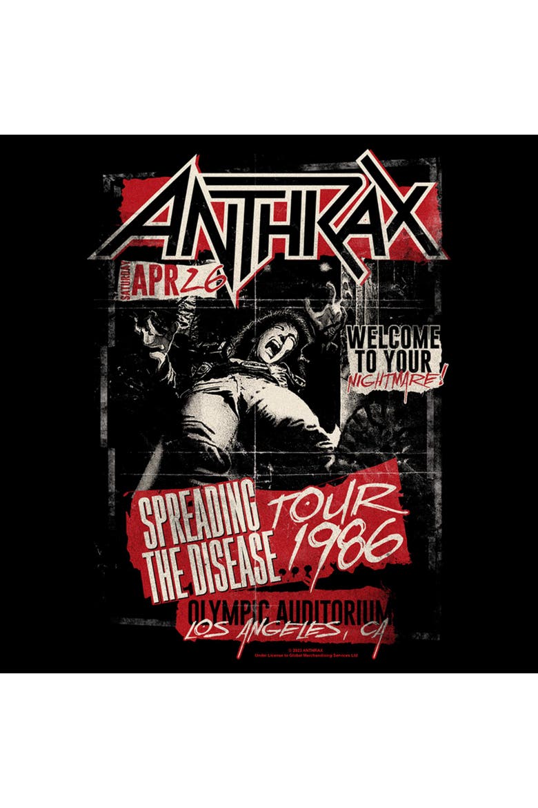 Men's Anthrax Welcome To Your Nightmare Distressed  Graphic T-Shirt, Alternate, color, Black