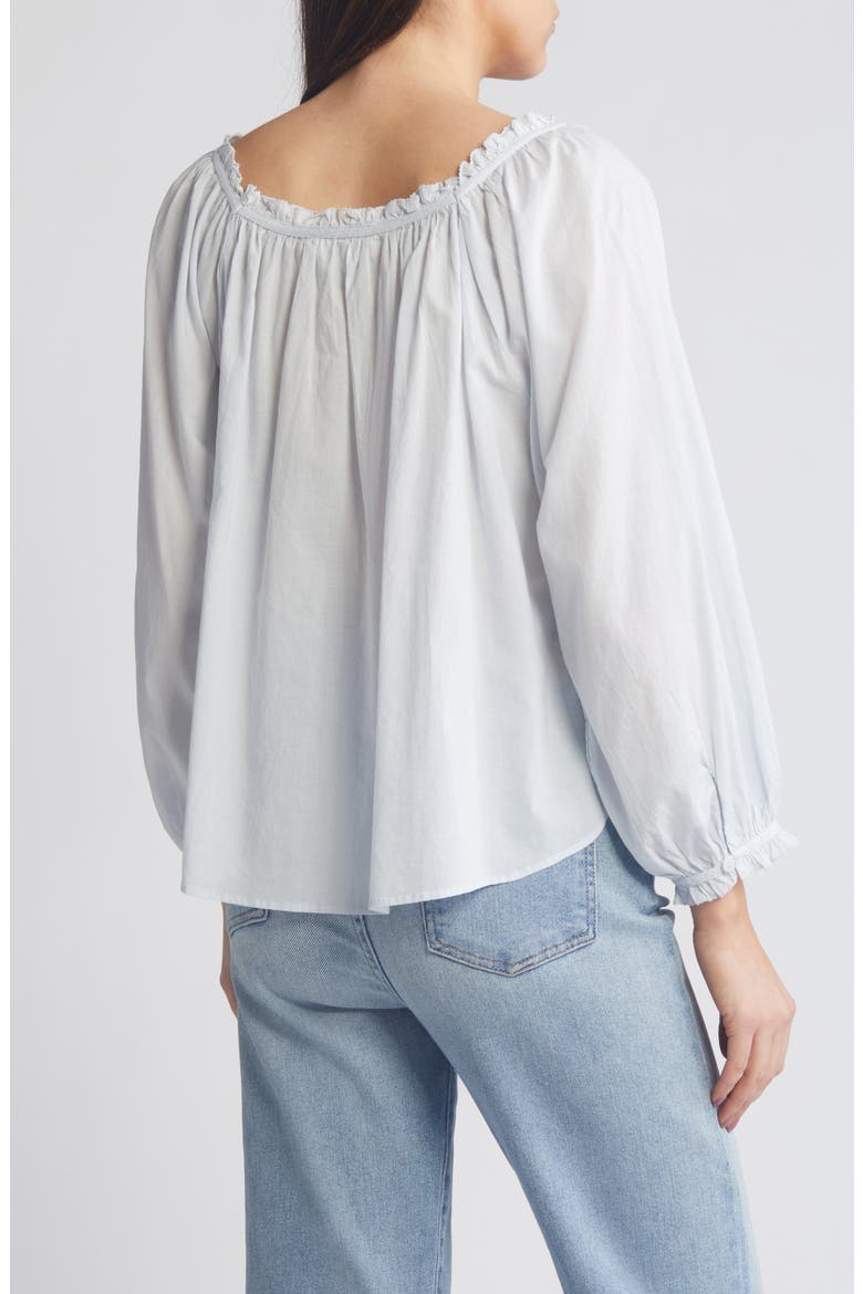 Ruffle & Lace Cotton Top, Alternate, color, BLUE ILLUSION