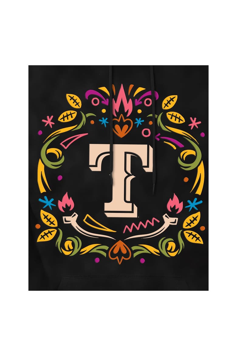 Men's New Era Black Texas Rangers Día de los Muertos Brushed Fleece Hoodie, Alternate, color, Black