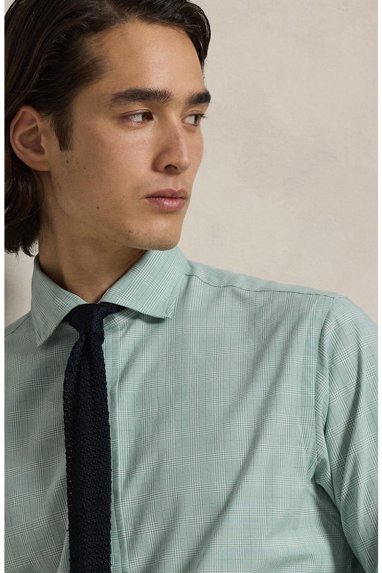 Classic Fit Glen Plaid Cotton Button-Up Shirt, Alternate, color, POWDER SAGE WHITE