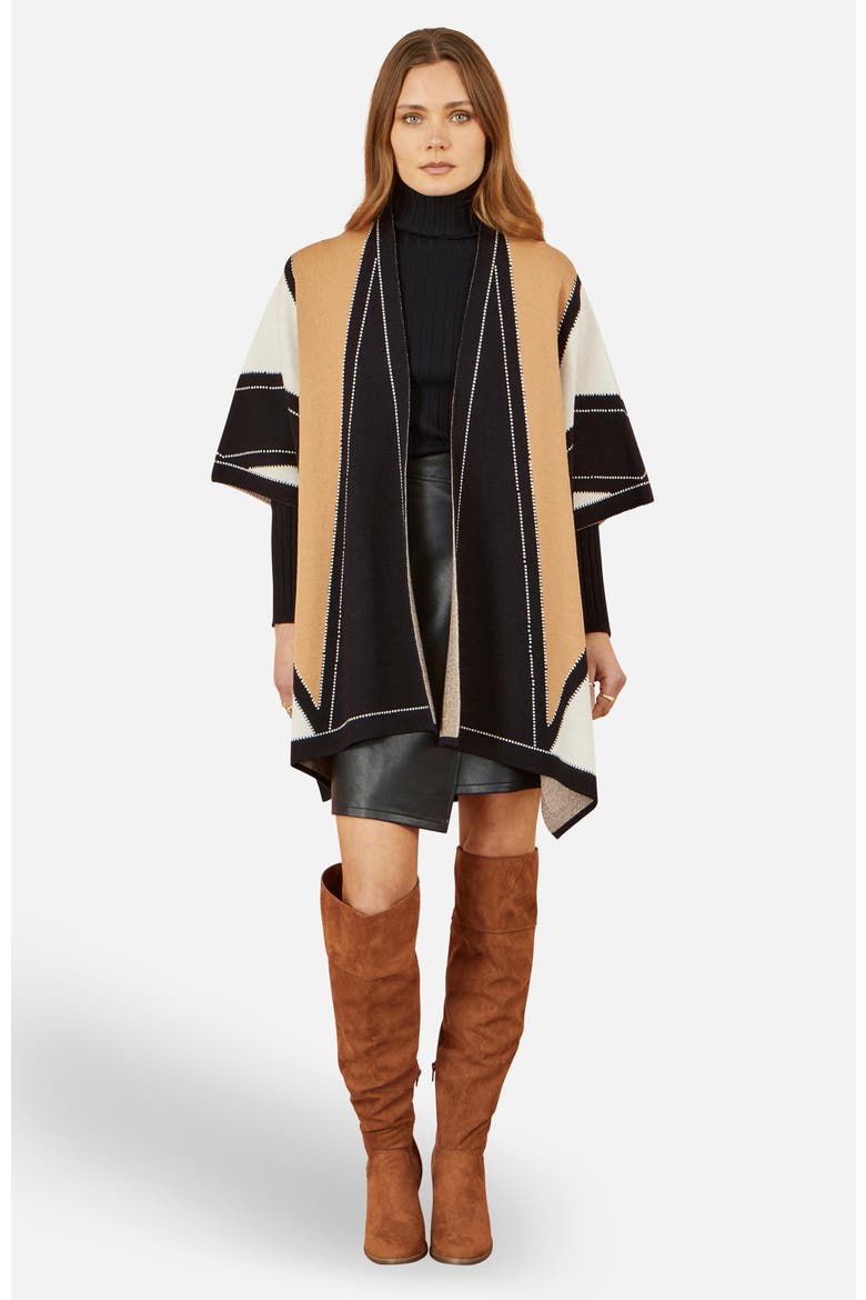 Colour Block Cape, Alternate, color, Brown