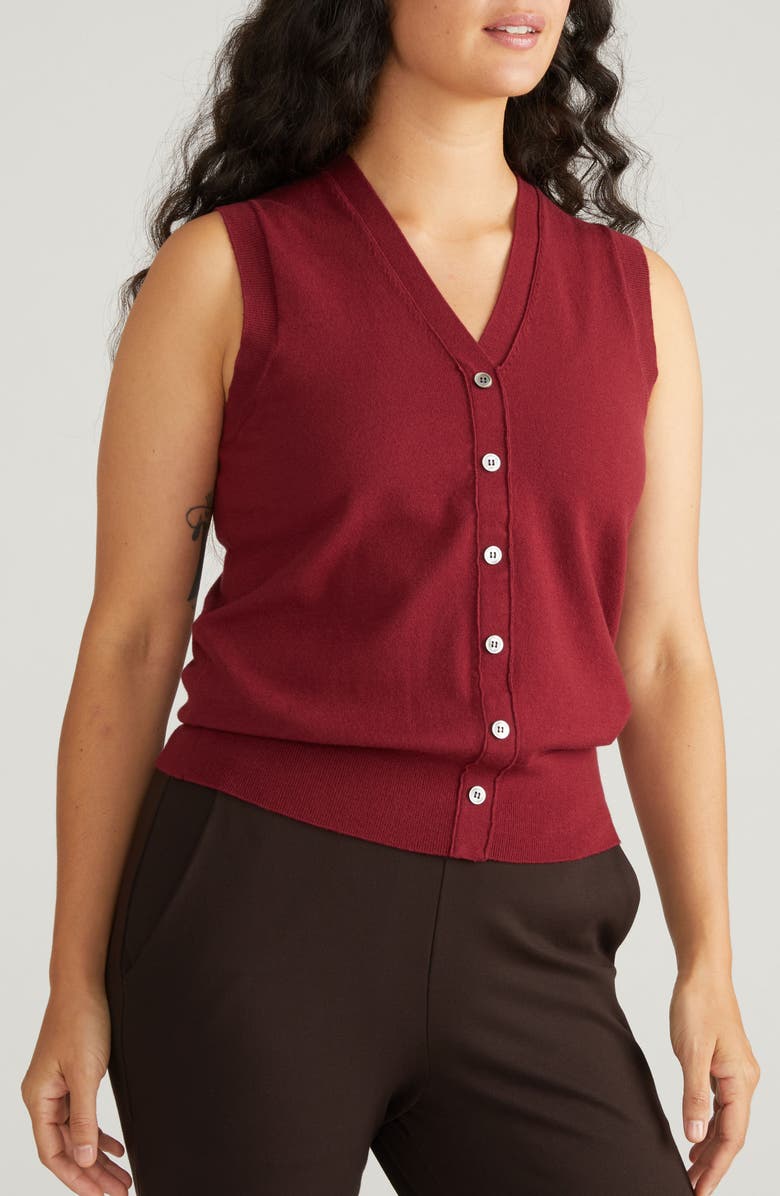 Universal Standard Frankie Sweater Vest, Alternate, color, Cherry Red